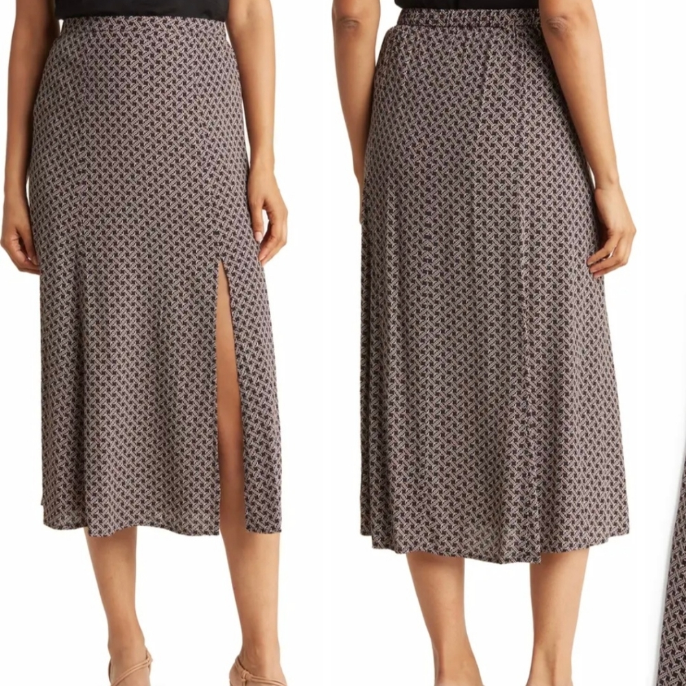 T Tahari A line Skirt Size XS NWT Black Tan Geo Print